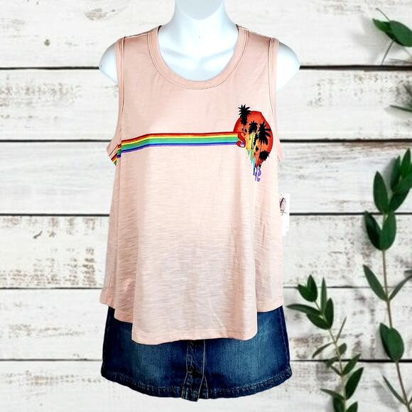 Jessica Simpson Pink Summer Graphic Tank Top Size L - Picture 6 of 7